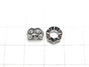 Metal parts Rondelle 8.5x8.5x3.5mm (with CZ) Silver color 2pcs