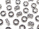 Metal parts Rondelle 8.5x8.5x3.5mm (with CZ) Silver color 2pcs
