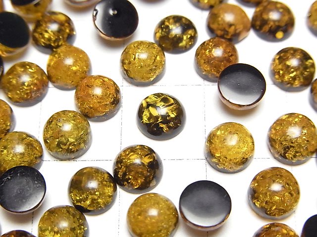 [Video] Cracked Black color Amber Round Cabochon 6x6mm 5pcs