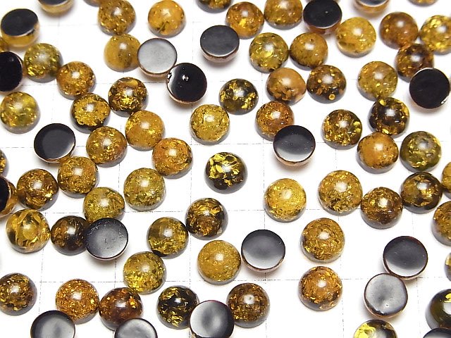 [Video] Cracked Black color Amber Round Cabochon 6x6mm 5pcs