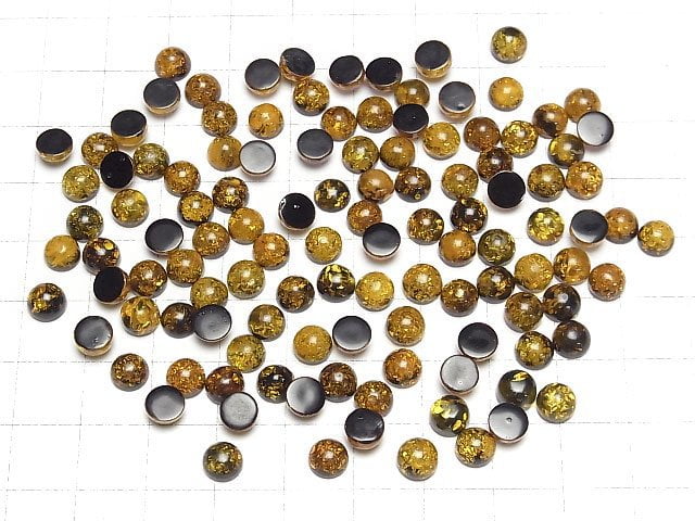 [Video] Cracked Black color Amber Round Cabochon 6x6mm 5pcs