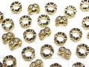 Metal parts Rondelle 8.5x8.5x3.5mm (with CZ) Gold color 2pcs