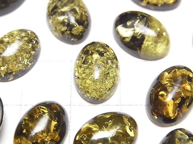 [Video] Cracked Black color Amber Oval Cabochon 14x10mm 2pcs