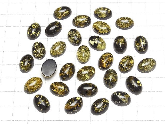 [Video] Cracked Black color Amber Oval Cabochon 14x10mm 2pcs