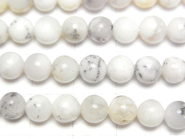 [Video] Brazil White Opal Round 6.5mm 1strand beads (aprx.15inch/36cm)