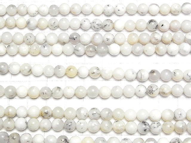 [Video] Brazil White Opal Round 6.5mm 1strand beads (aprx.15inch/36cm)