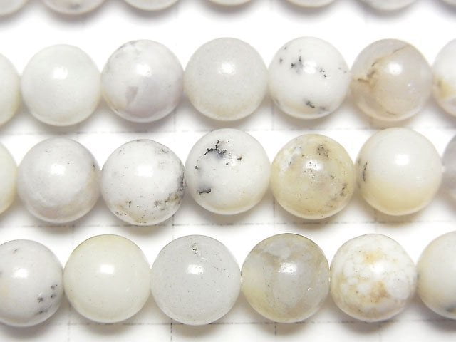 [Video] Brazil White Opal Round 8.5mm half or 1strand beads (aprx.15inch/36cm)