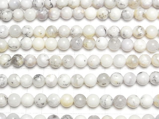 [Video] Brazil White Opal Round 8.5mm half or 1strand beads (aprx.15inch/36cm)