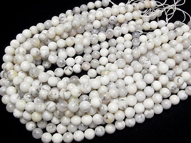 [Video] Brazil White Opal Round 8.5mm half or 1strand beads (aprx.15inch/36cm)