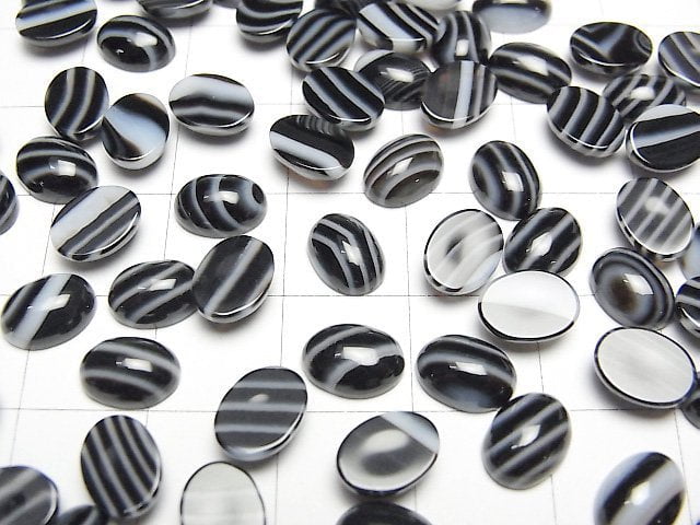 [Video] Stripe Onyx AAA Oval Cabochon 8x6mm 3pcs