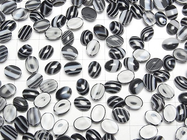 [Video] Stripe Onyx AAA Oval Cabochon 8x6mm 3pcs