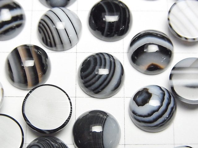 [Video] Striped Onyx AAA Round Cabochon 10x10mm 5pcs