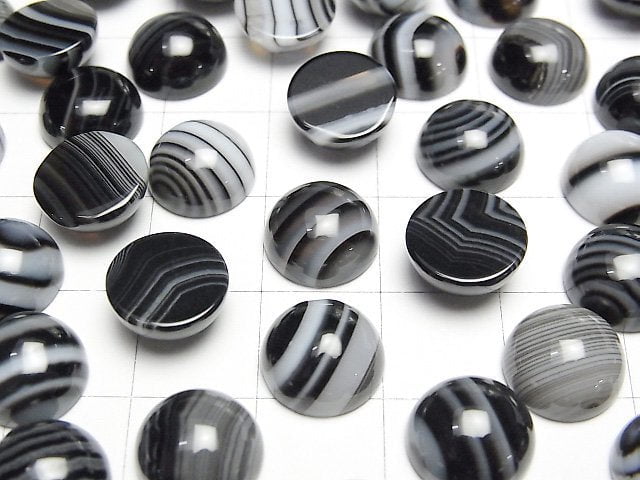 [Video] Striped Onyx AAA Round Cabochon 10x10mm 5pcs