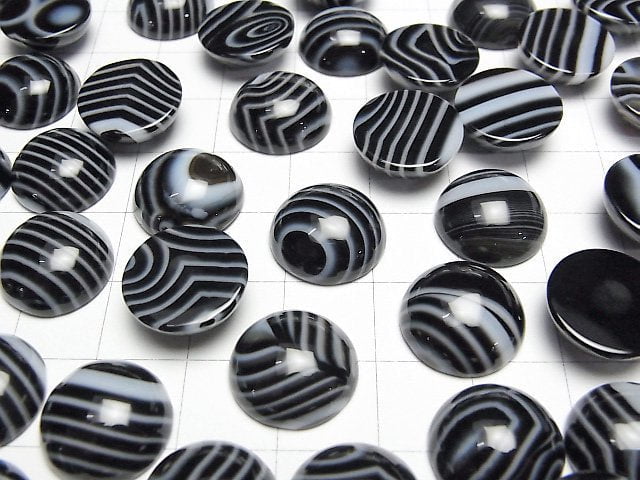 [Video] Striped Onyx AAA Round Cabochon 14x14mm 3pcs