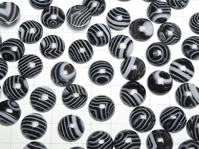 [Video] Striped Onyx AAA Round Cabochon 14x14mm 3pcs