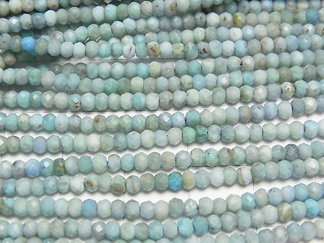 [Video]High Quality! Blue Opal Faceted Button Roundel 3x3x2mm 1strand beads (aprx.15inch/38cm)