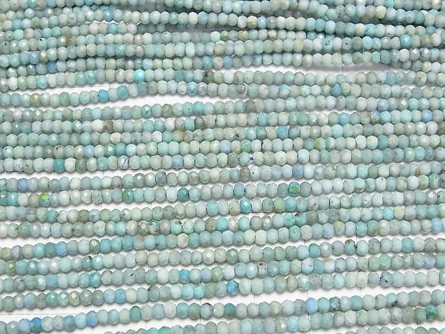 [Video]High Quality! Blue Opal Faceted Button Roundel 3x3x2mm 1strand beads (aprx.15inch/38cm)