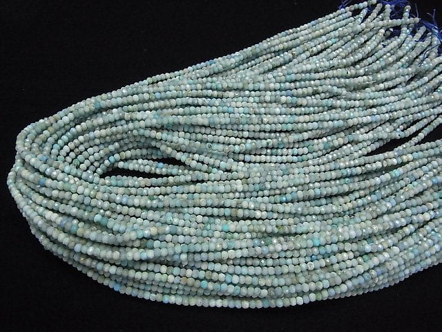 [Video]High Quality! Blue Opal Faceted Button Rondelle 3x3x2mm 1strand beads (aprx.15inch/38cm)