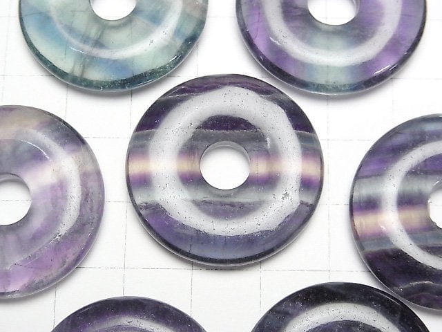 [Video] Multicolor Fluorite AA++ Coin (Donut) 30x30mm 2pcs