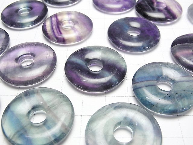 [Video] Multicolor Fluorite AA++ Coin (Donut) 30x30mm 2pcs