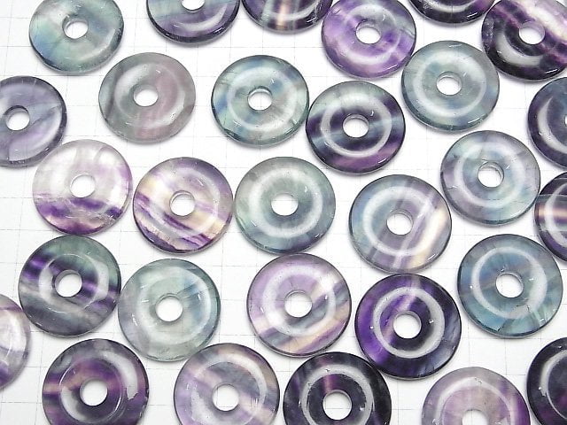 [Video] Multicolor Fluorite AA++ Coin (Donut) 30x30mm 2pcs