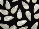 [Video] High Quality White Shell Carved Pear shape Cabochon 25x12mm 1pc