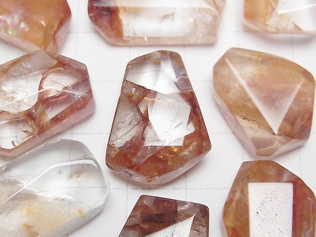 [Video] Red Hematite Quartz Undrilled Faceted Nugget 2pcs