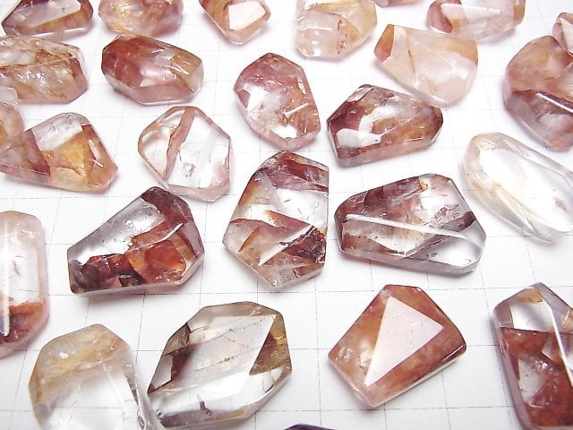 [Video] Red Hematite Quartz Undrilled Faceted Nugget 2pcs