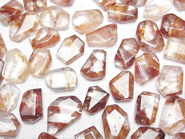 [Video] Red Hematite Quartz Undrilled Faceted Nugget 2pcs