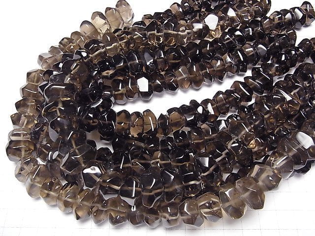 [Video]Smoky Quartz AAA- Faceted Nugget 1strand beads (aprx.15inch/37cm)