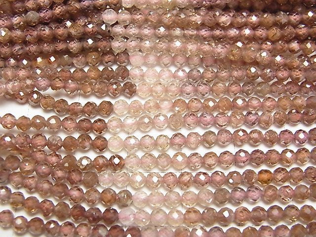 [Video] High Quality! Natural Brown Zircon AAA Faceted Round 3mm half or 1strand beads (aprx.12inch/30cm)