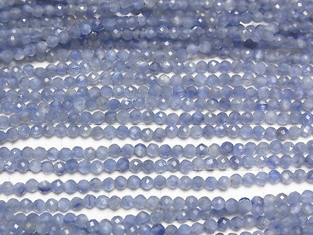 [Video]High Quality! Kyanite AAA- Faceted Round 2.5mm half or 1strand beads (aprx.12inch/30cm)