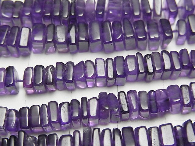[Video] Amethyst AA++ Square Rondelle (disc) [Dark color] half or 1strand beads (aprx.15inch/38cm)
