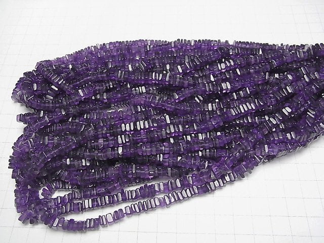 [Video] Amethyst AA++ Square Rondelle (disc) [Dark color] half or 1strand beads (aprx.15inch/38cm)