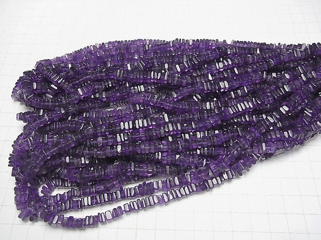 [Video] Amethyst AA++ Square Roundel (disc) [Dark color] half or 1strand beads (aprx.15inch/38cm)