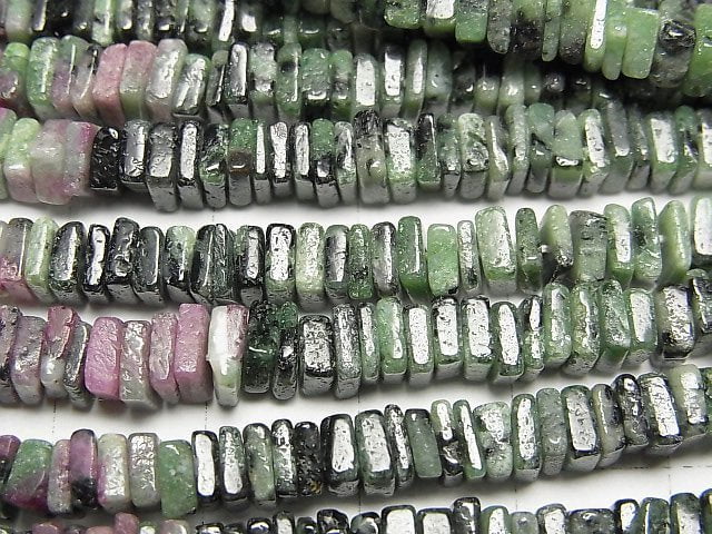 [Video] Ruby Inzoisite Square Rondelle (disc) half or 1strand beads (aprx.15inch/38cm)