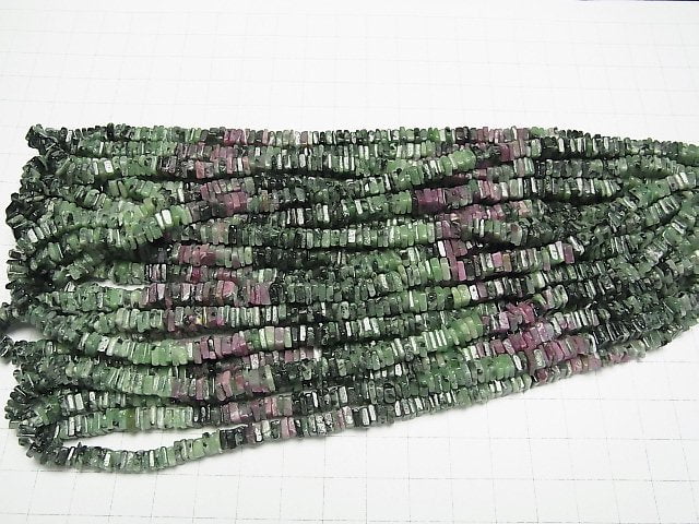 [Video] Ruby Inzoisite Square Rondelle (disc) half or 1strand beads (aprx.15inch/38cm)