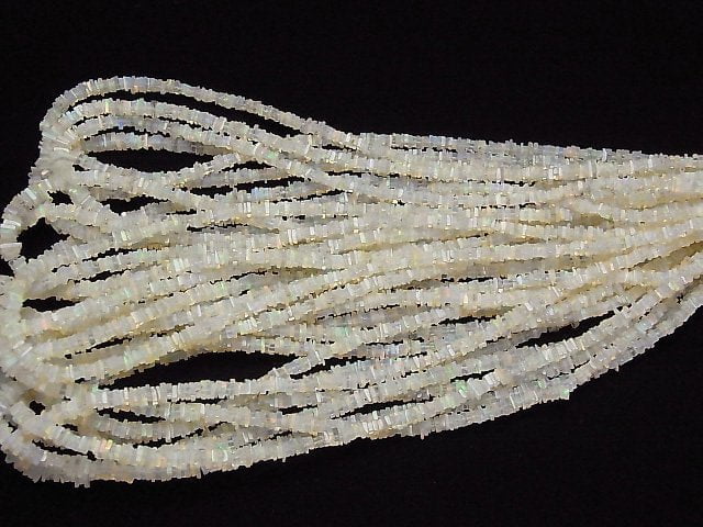 [Video]High Quality Ethiopian Opal AAA- Square Rondelle (disc) half or 1strand beads (aprx.15inch/38cm)