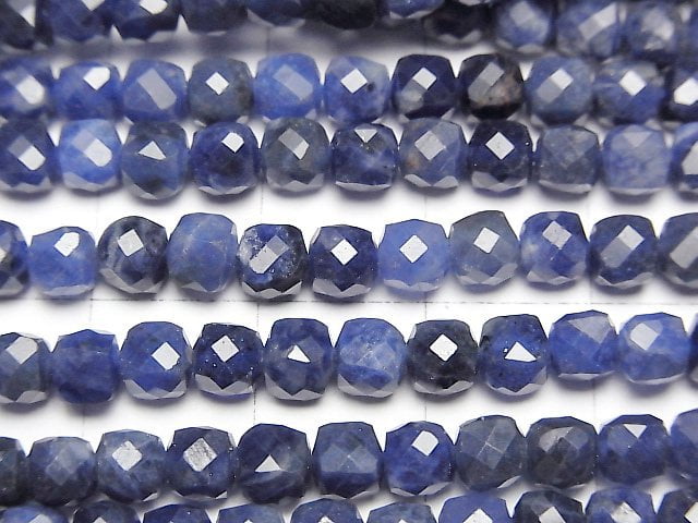 [Video] High Quality! Sodalite AA++ Cube Shape 4x4x4mm 1strand beads (aprx.15inch/37cm)