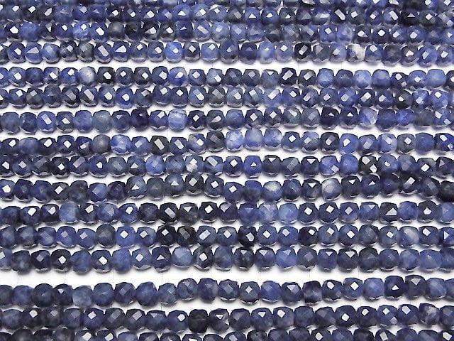 [Video] High Quality! Sodalite AA++ Cube Shape 4x4x4mm 1strand beads (aprx.15inch/37cm)