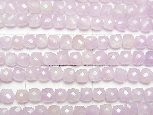 [Video]High Quality! Kunzite AA++ Cube Shape 4x4x4mm half or 1strand beads (aprx.15inch/37cm)