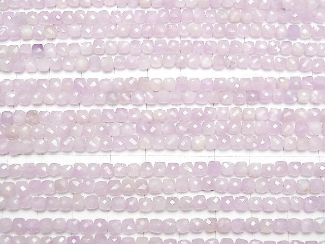 [Video]High Quality! Kunzite AA++ Cube Shape 4x4x4mm half or 1strand beads (aprx.15inch/37cm)