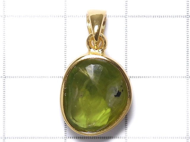 [Video][One of a kind] High Quality Peridot AAA- Faceted Pendant 18KGP NO.23