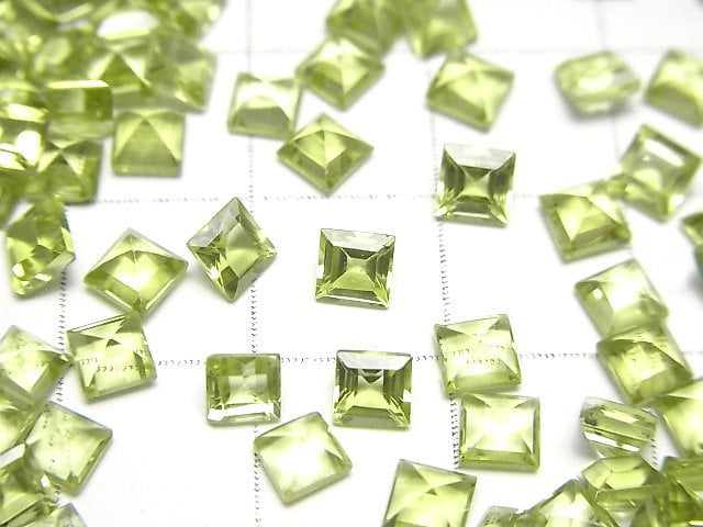 [Video]High Quality Peridot AAA Loose stone Square Faceted 4x4mm 5pcs