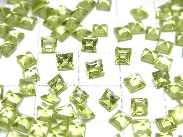 [Video]High Quality Peridot AAA Loose stone Square Faceted 4x4mm 5pcs