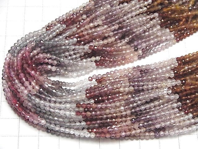 [Video] High Quality! Multi color Spinel AAA- Faceted Round 2.5mm half or 1strand beads (aprx.11inch/28cm)