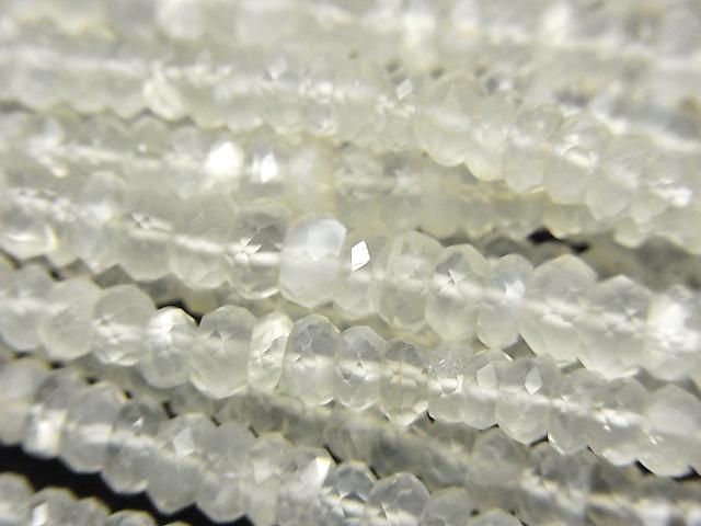 [Video]High Quality! Ceylon Moonstone AAA- Faceted Button Rondelle half or 1strand beads (aprx.12inch/30cm)
