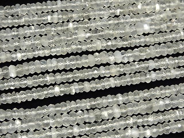 [Video]High Quality! Ceylon Moonstone AAA- Faceted Button Rondelle half or 1strand beads (aprx.12inch/30cm)