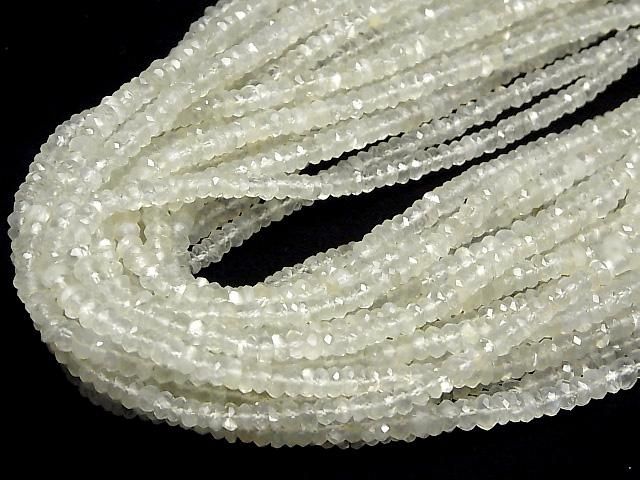 [Video]High Quality! Ceylon Moonstone AAA- Faceted Button Rondelle half or 1strand beads (aprx.12inch/30cm)