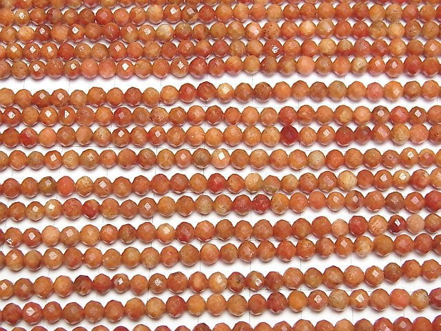 [Video] High Quality! Sponge Coral Faceted Round 4mm 1strand beads (aprx.15inch/36cm)